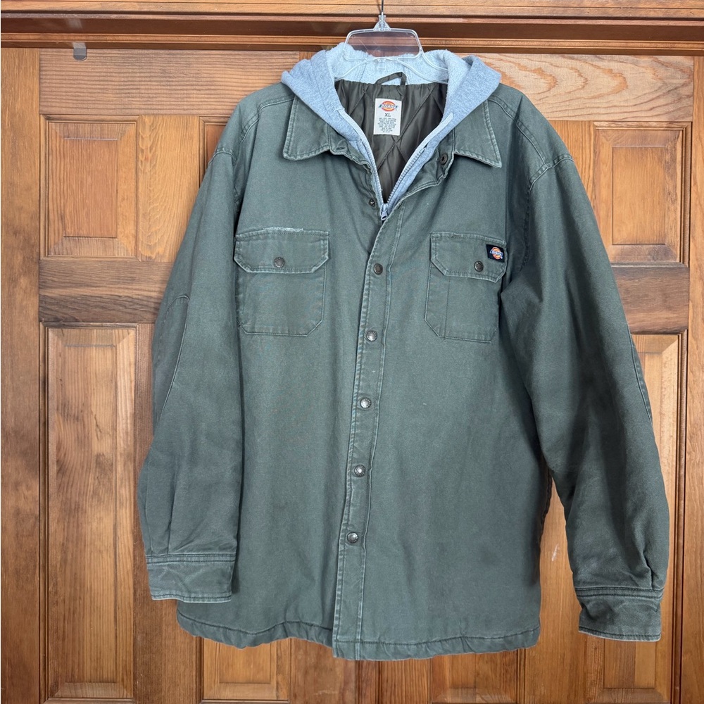 Dickies Men's XL Green Full Zip Canvas Jacket Distressed Workwear Street Wear
